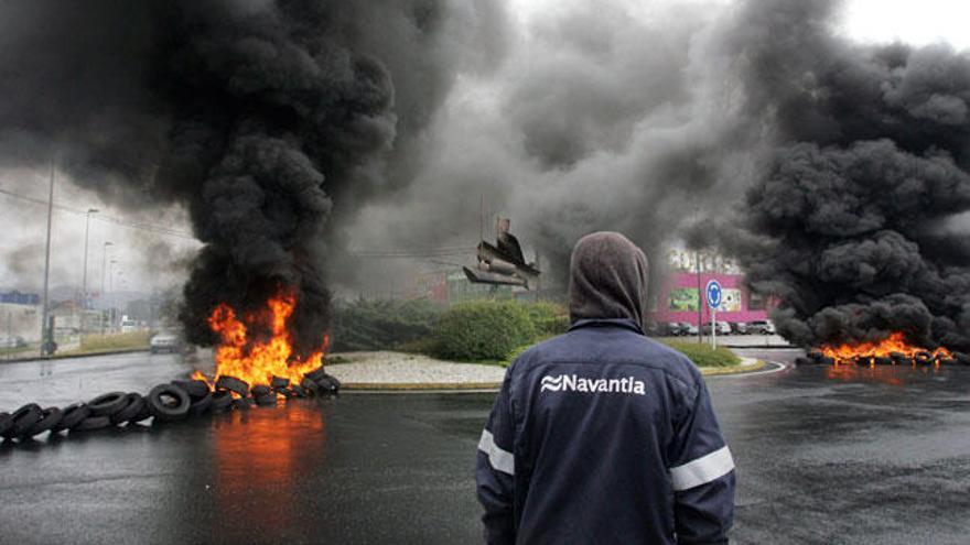 Un momento de la protesta en Ferrol // EFE