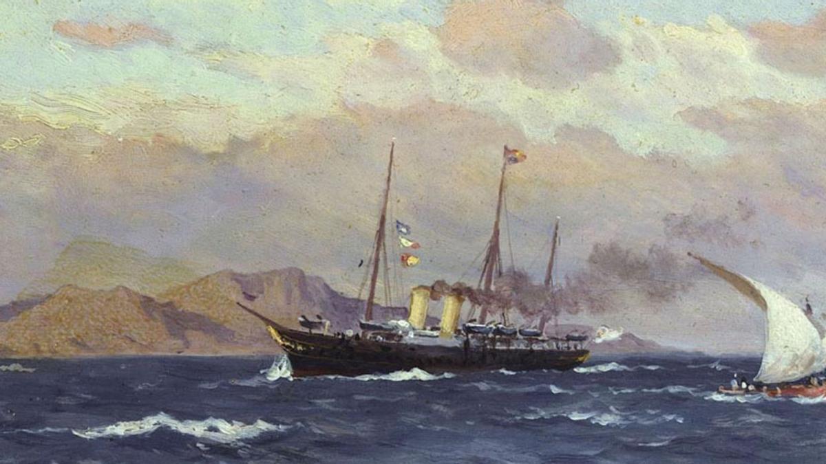 Óleo de 1903 del «HMY Victoria and Albert», obra de Eduardo de Martino.