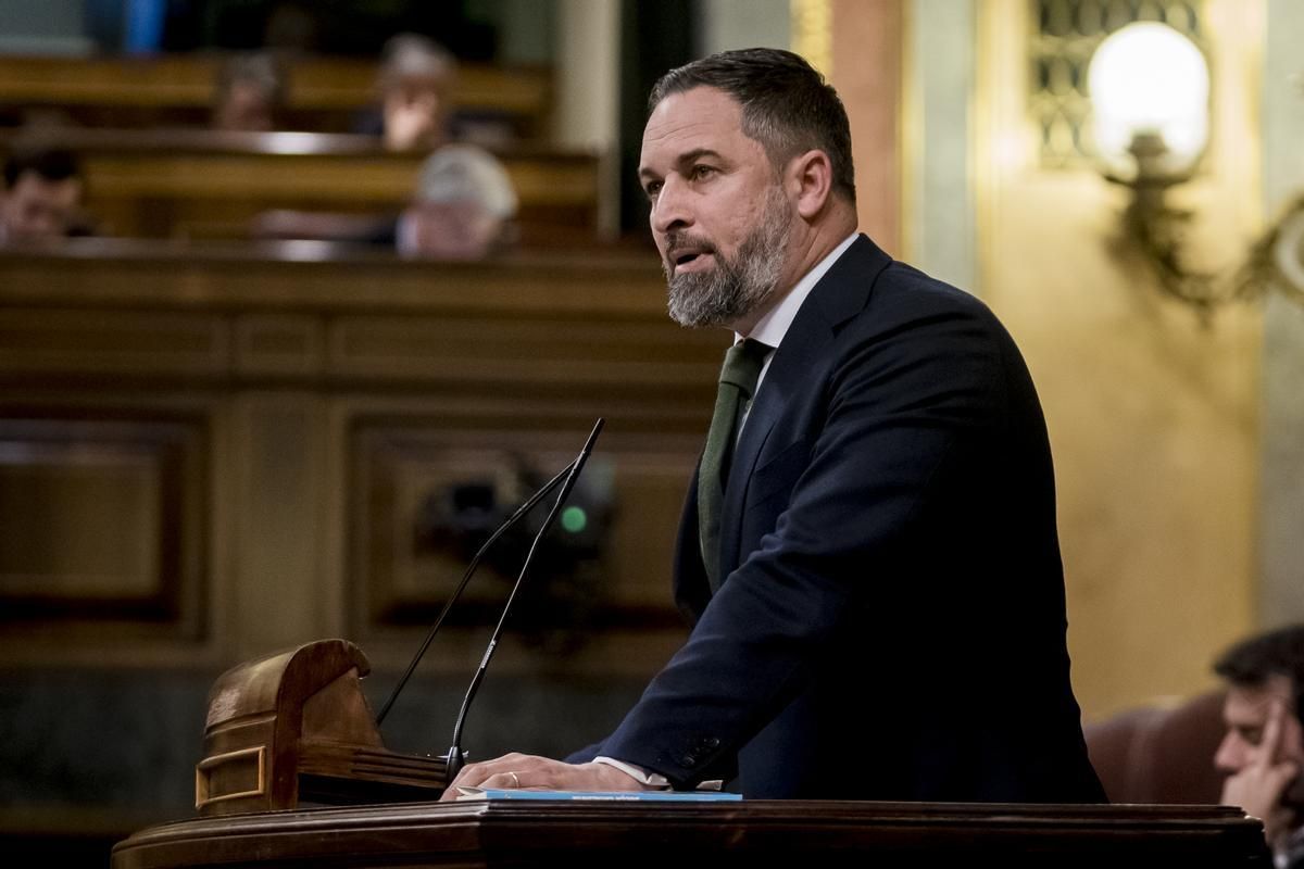 Santiago Abascal durante el pleno de este martes en el Congreso.