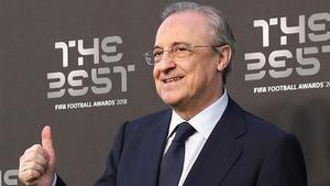 Florentino Pérez, presidente del Real Madrid y de ACS, en la gala de los premios The Best de la FIFA del 2018.