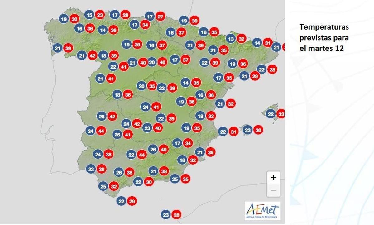 Previsión de AEMET para el martes 12