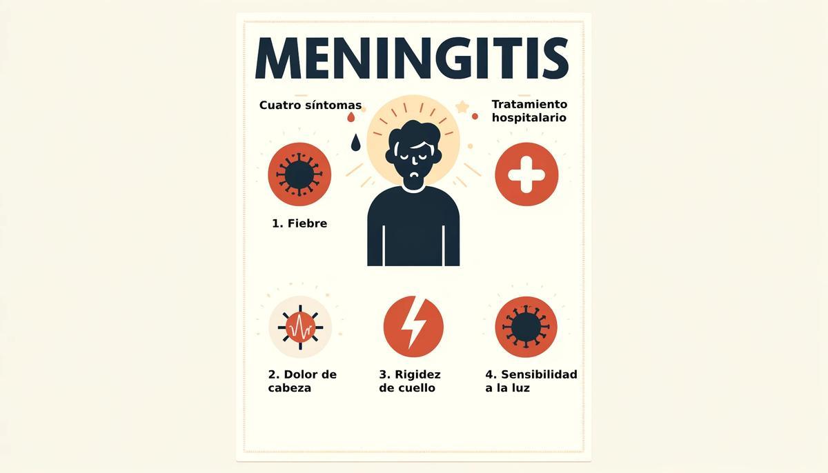 Ilustración gráfica sobre los síntomas de la meningitis y tratamiento
