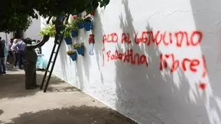 "Alto al genocidio", aparecen pintadas pro-Palestina en el Alcázar Viejo en plena fiesta de los Patios