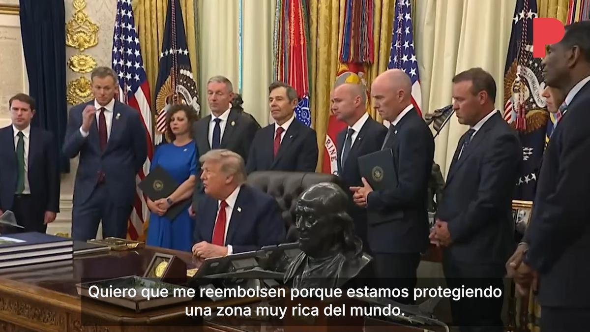 Donald Trump restablece el cerco naval a Irán y dice que cobrará 20 % por proteger a buques en el estrecho de Ormuz.