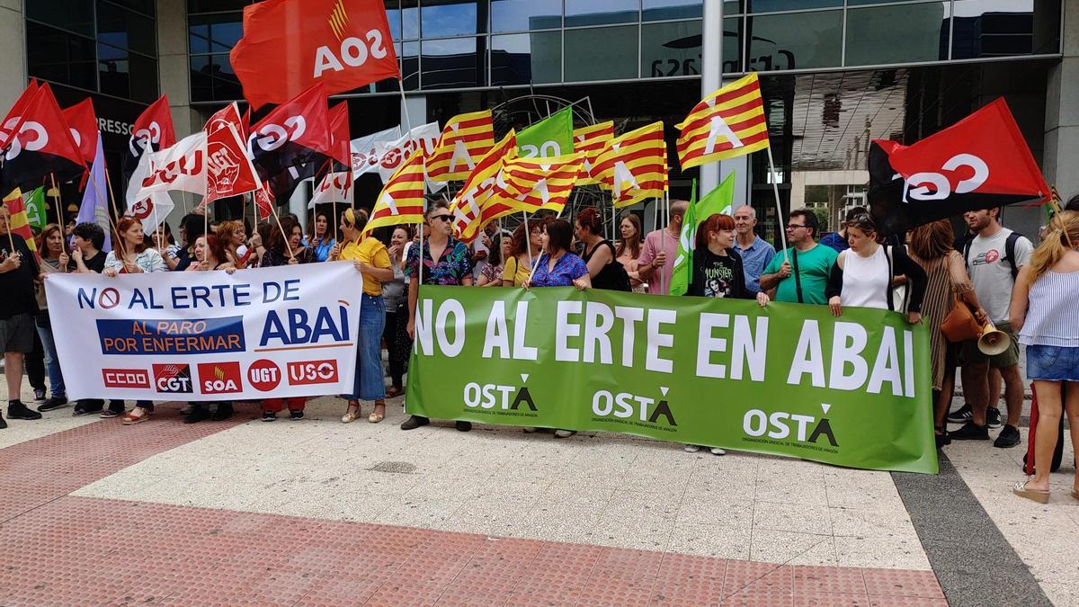 Concentracion de los trabajadores de Abai contras los ertes, en una imagen de archivo.