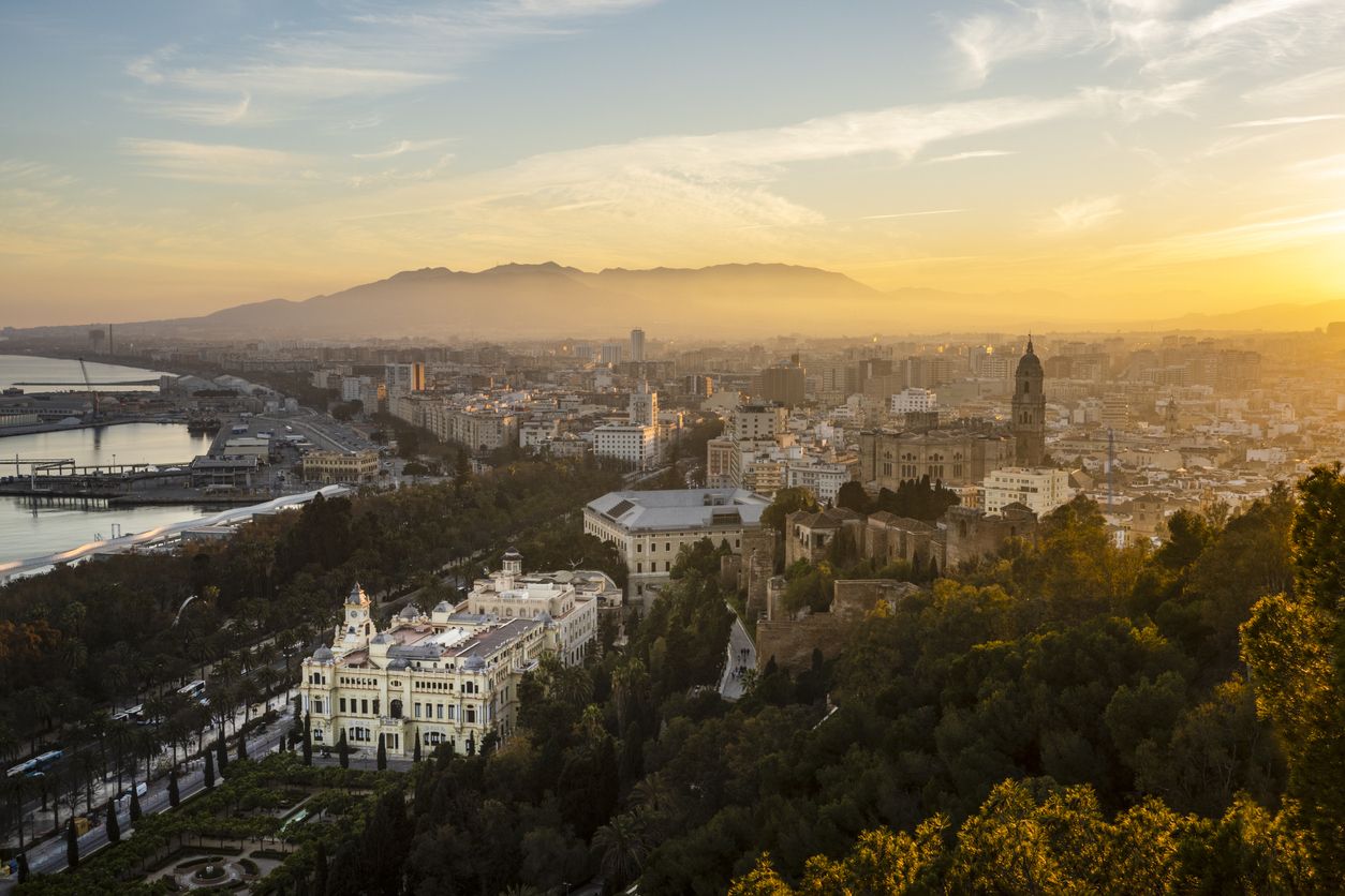 Vista aérea de la ciudad de Málaga, España