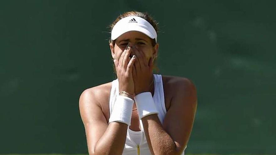 Reacción de Muguruza tras clasificarse para la final.