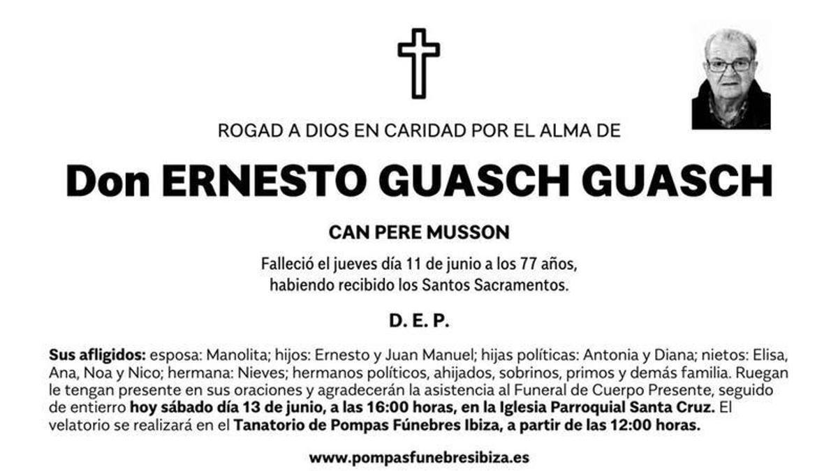 Esquela Ernesto Guasch Guasch