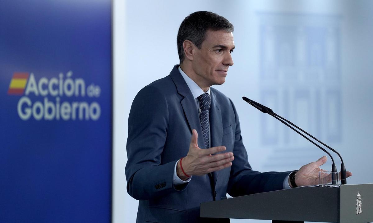 Pedro Sánchez, durante su comparecencia después del Consejo de Ministros extraordinario.
