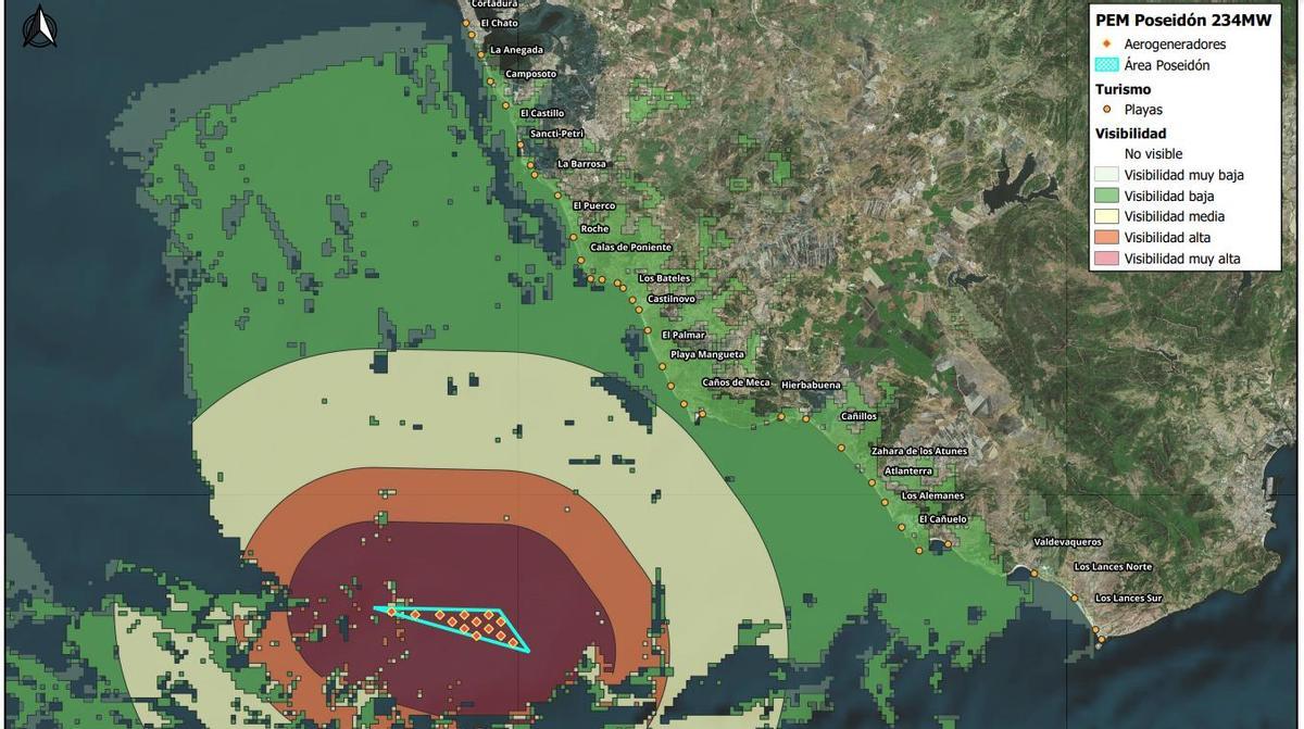 Mapa del nivel de visibilidad del parque eólico