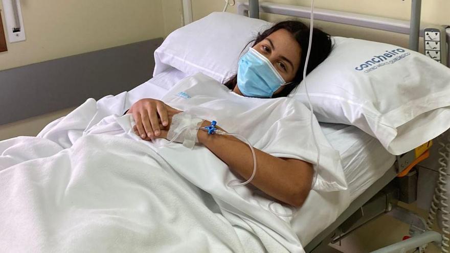 Paula Sánchez, durante su hospitalización.