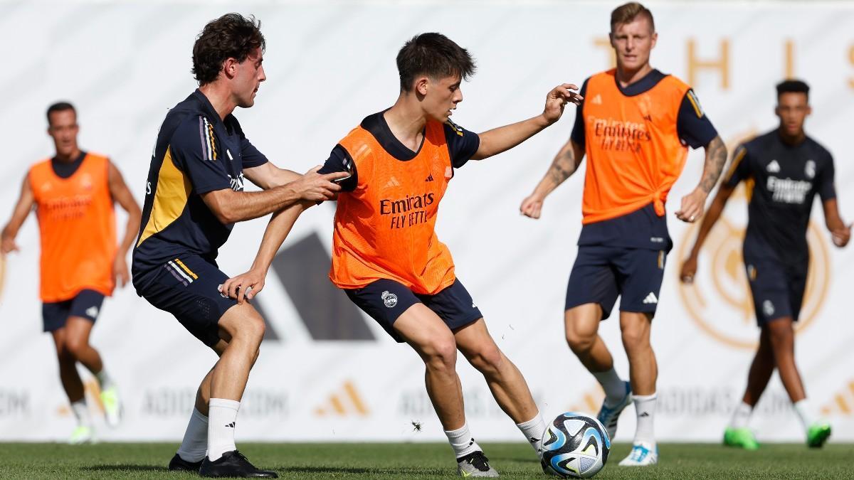 Güler, durante un entrenamiento del Real Madrid en la pretemporada