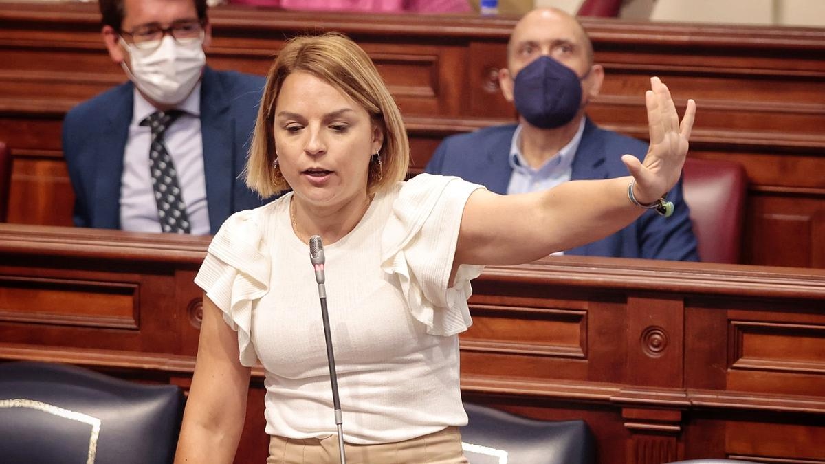 Noemí Santana, ayer, en el Pleno del Parlamento de Canarias.