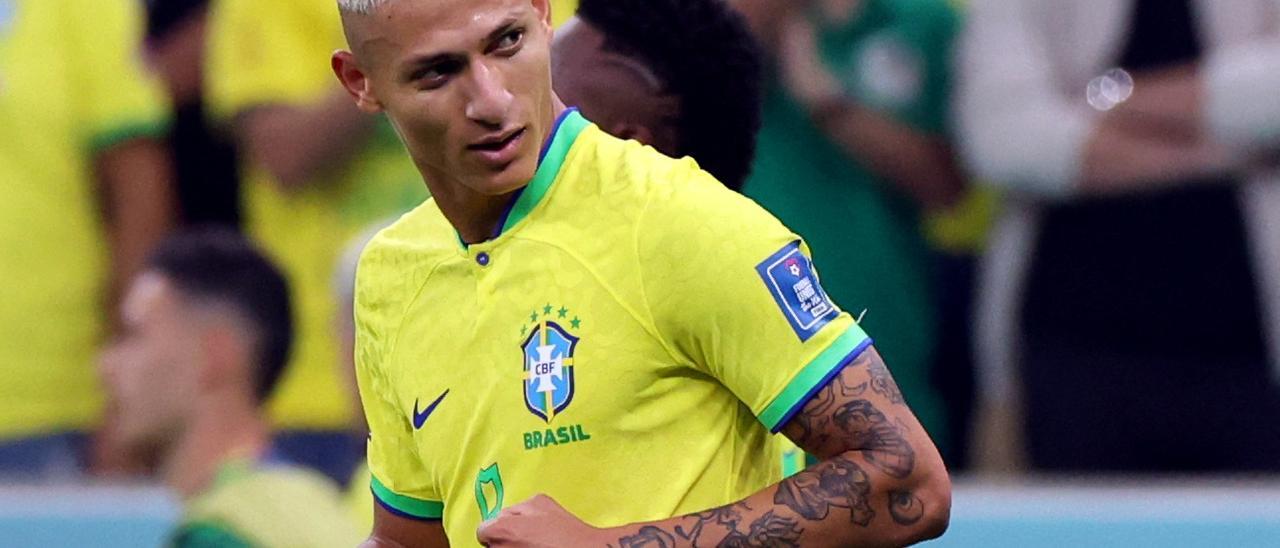 FIFA World Cup Qatar 2022 - Group G - Brazil v Serbia. Richarlison celebra el segundo gol anotado frente a Serbia.