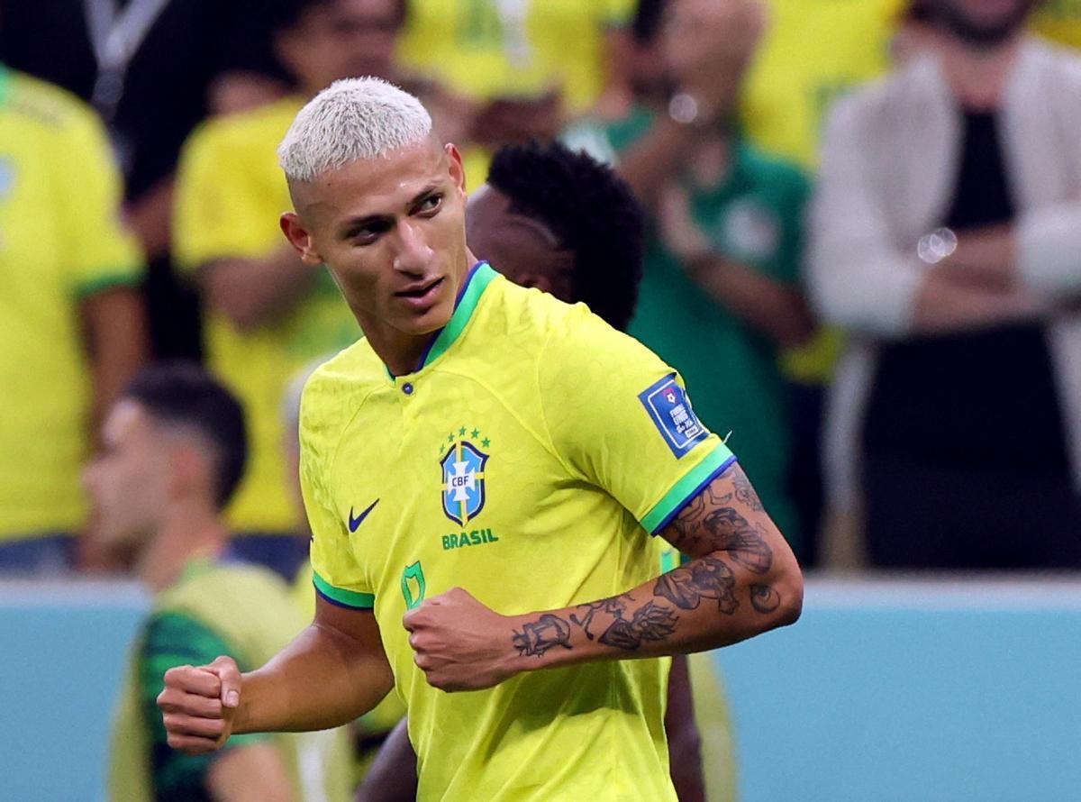 FIFA World Cup Qatar 2022 - Group G - Brazil v Serbia. Richarlison celebra el segundo gol anotado frente a Serbia.