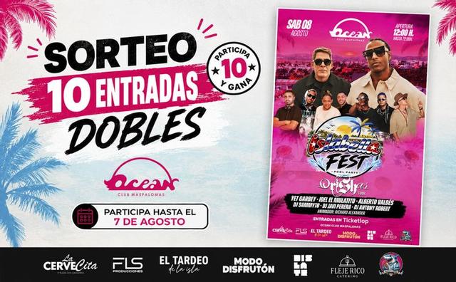 LA PROVINCIA sortea 10 entradas dobles para Isla Bella Fest, el próximo 08/08 en Ocean Club Maspalomas, una de las pool parties más esperadas del verano en Gran Canaria.