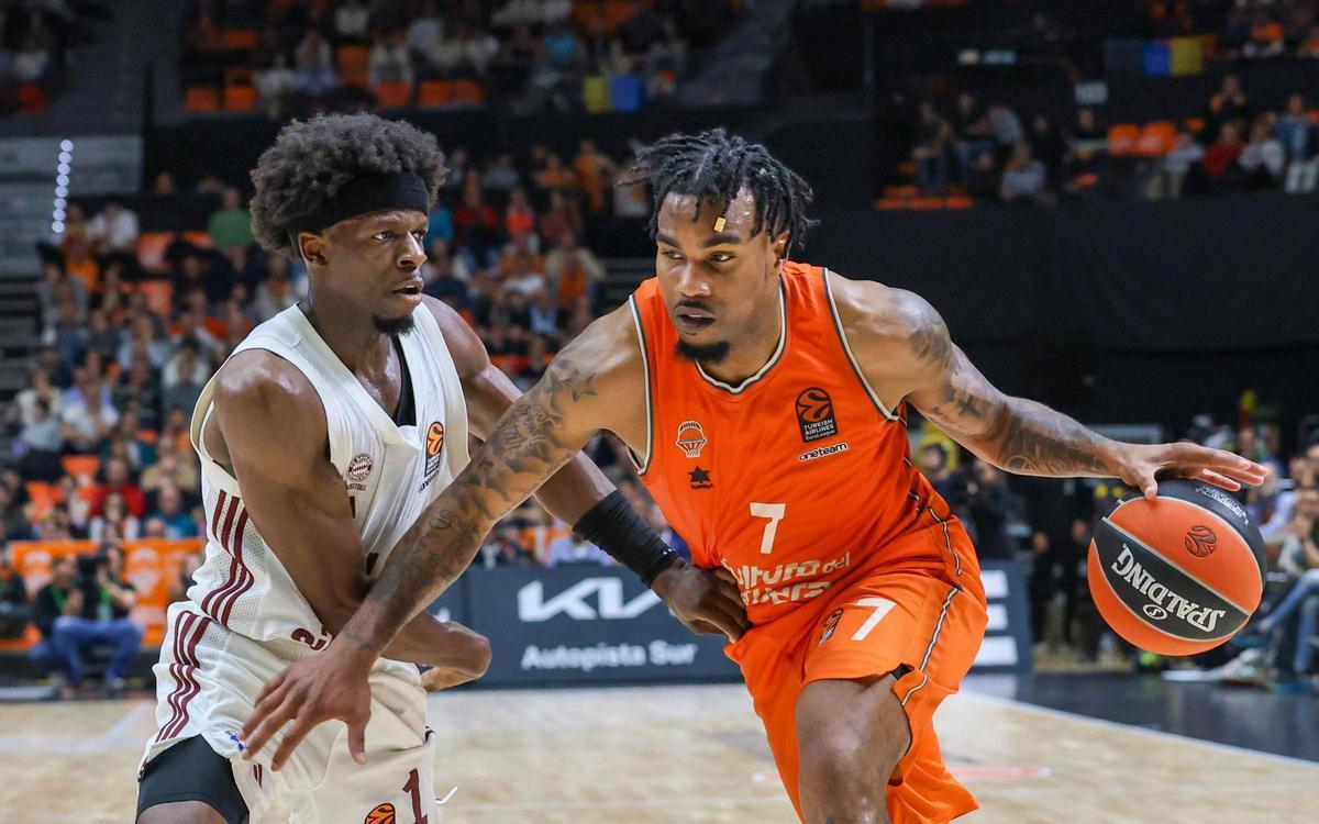 Chris Jones, en el partido de Euroliga entre el Valencia Basket y el Bayern de Múnich en La Fonteta