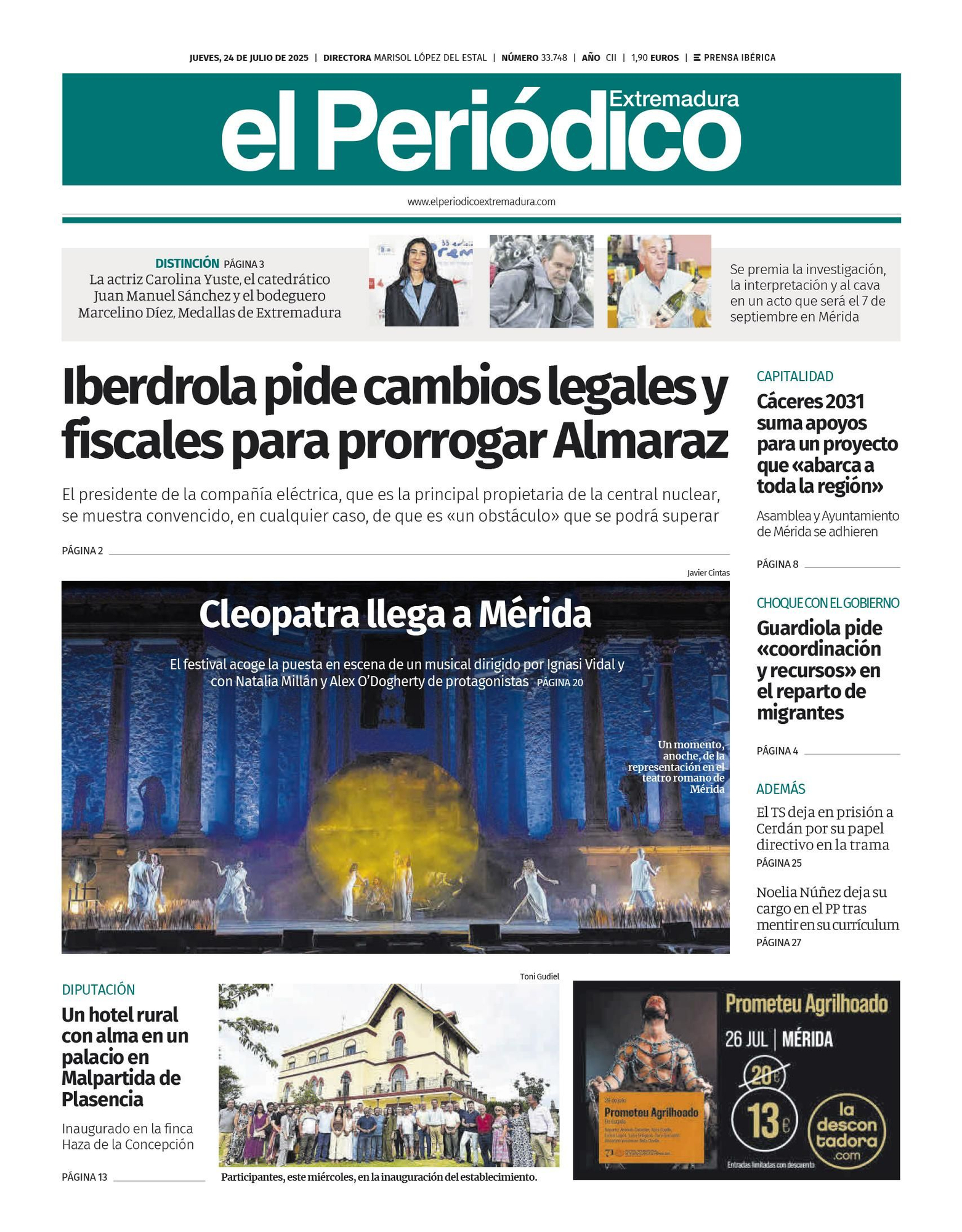 Consulta la portada correspondiente al día 24 de julio de 2025