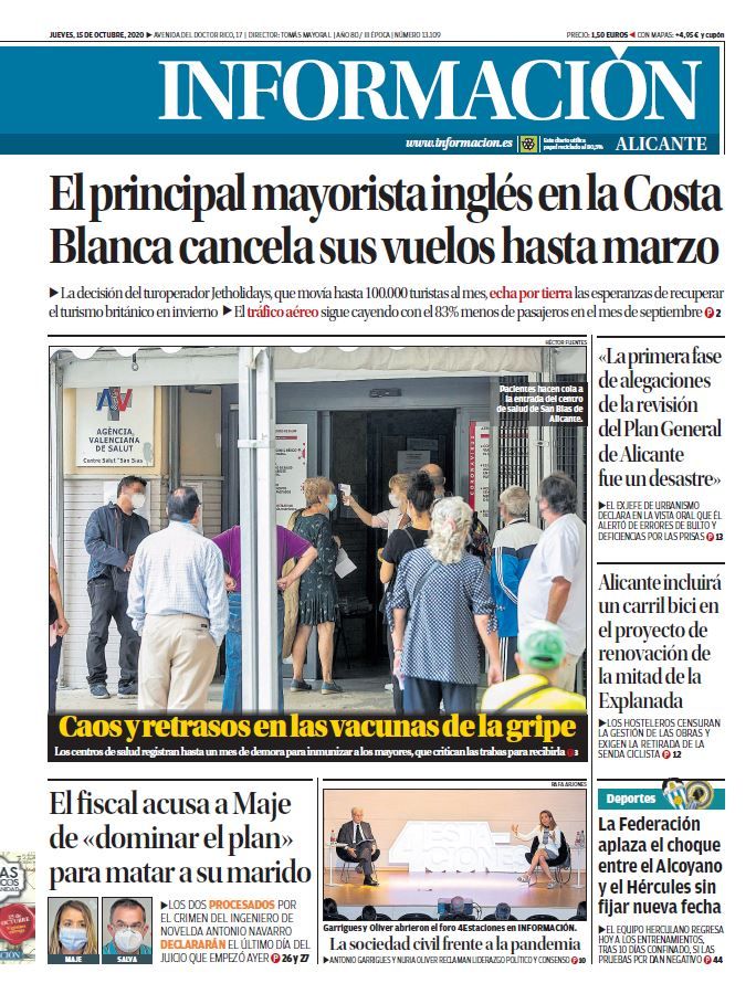 Esta es nuestra portada de hoy jueves 15 de octubre de 2020.