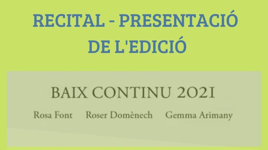 Recital de poesia i presentació de ledició Baix continu 2021