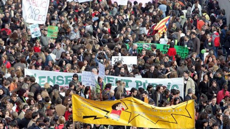 La manifestació de l&#039;ensenyament del febrer passat a Girona.