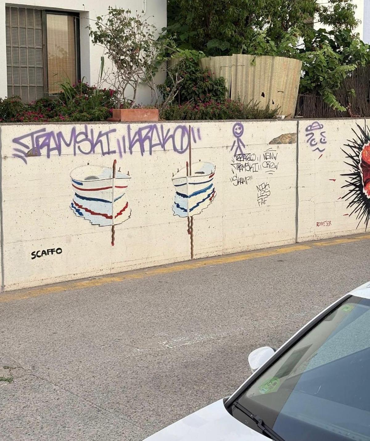 Mural de Jose Luis Scaffo a la Riera, també vandalitzat.