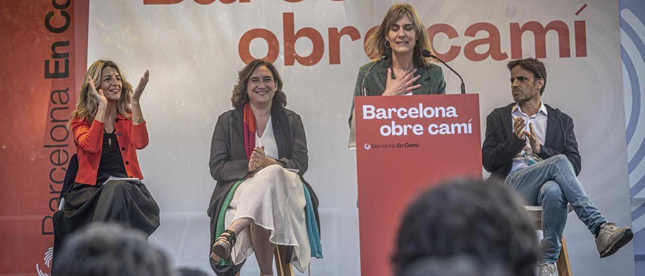 Yolanda Díaz, Ada Colau, Jéssica Albiach y Jaume Asens, en un acto electoral