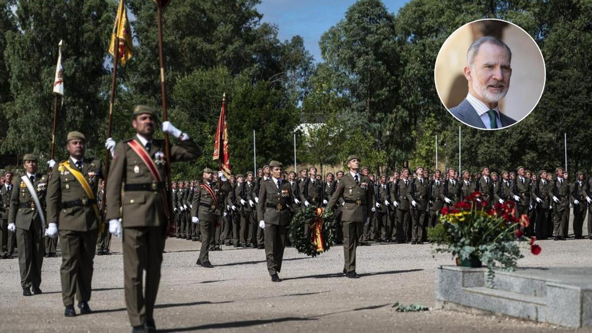 9eb6cd48 6Imagen de archivo de la jura de bandera del pasado mes de julio. En el círculo, el Rey Felipe VI durante su visita a Guadalupe. 2d4 41ec b0dc 205426001405 16 9 discover aspect ratio default 0