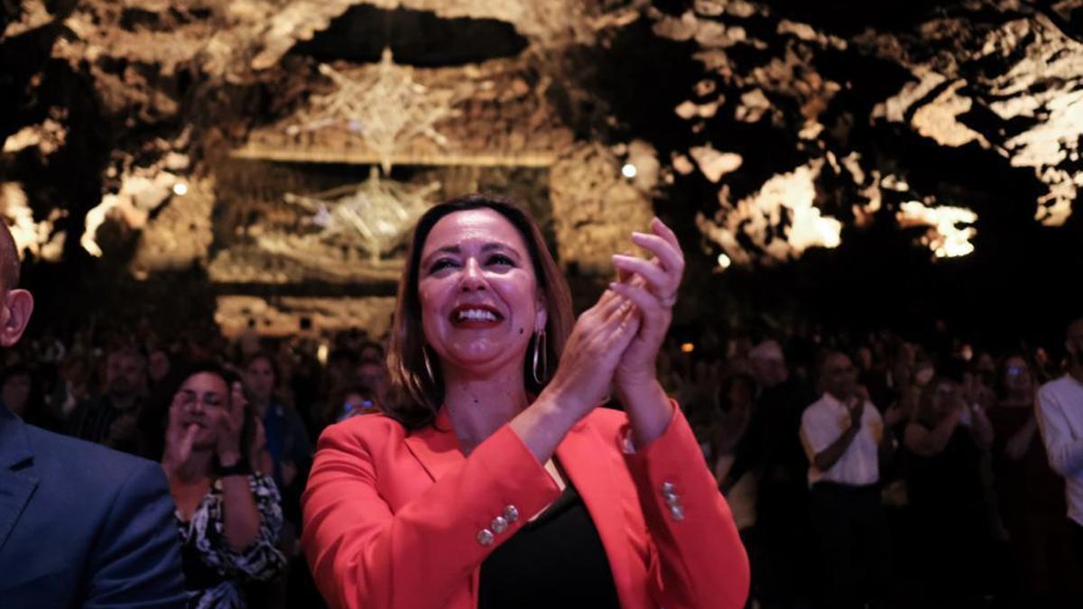 María Dolores Corujo, anoche, en Jameos del Agua, durante el acto institucional por el Día de Canarias.