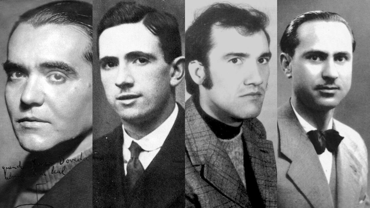 Federico García Lorca, Ánxel Casal, Fiz Vergara e Florencio Delgado.