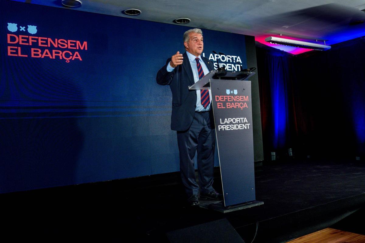 Laporta, durante su exposición ante los medios de comunicación.