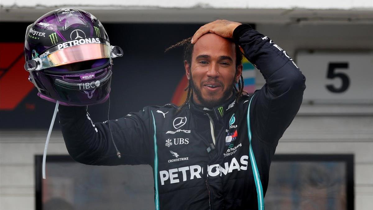 Lewis Hamilton (Mercedes) celebra su octava victoria en el GP de Hungría.