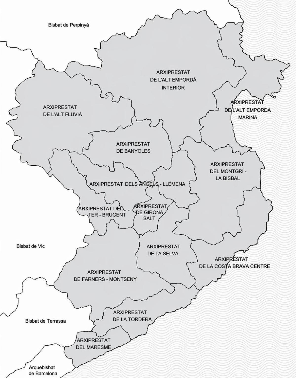 Arxiprestats de la diocesi de Girona abans de la restructuració aprovada pel bisbe de Girona,  fra Octavi Vilà