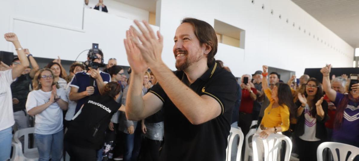 Pablo Iglesias, en el mitin de campaña.