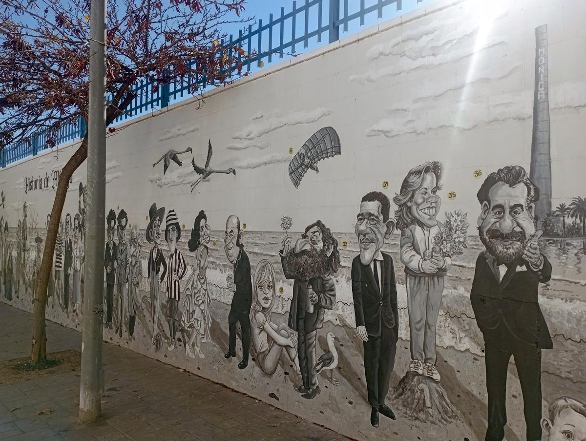 Otra vista del mural de Ángel Idígoras en la calle La Sonata, en el Colegio Pintor Denis Belgrano.