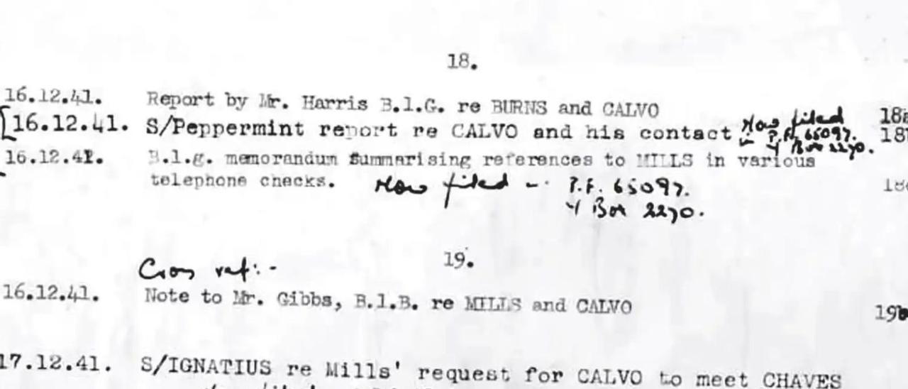 Uno de los informes del MI5 sobre la relación de Chaves Nogales y Luis Calvo.
