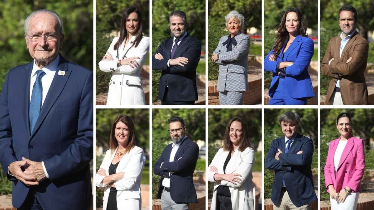 De la Torre y los diez tenientes de alcalde del Ayuntamiento de Málaga elegidos para los próximos cuatro años.