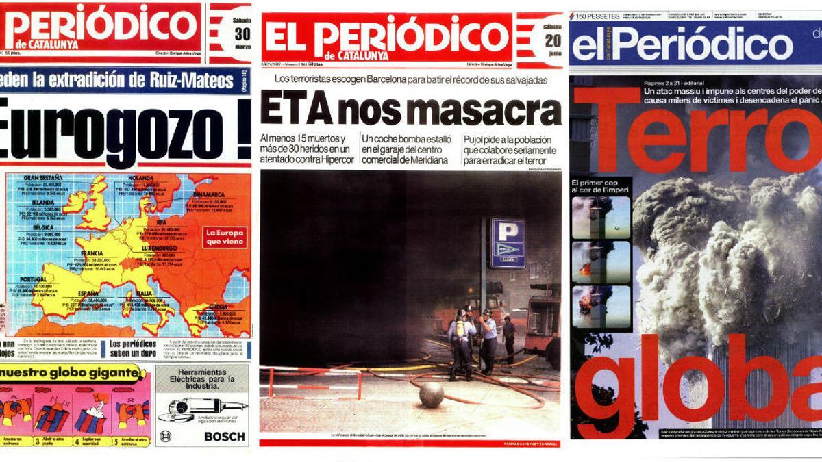 Portadas del 30 de marzo de 1985, 20 de junio de 1987 y 12 de septiembre de 2001