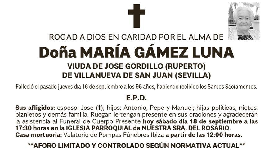 Esquela María Gámez Luna
