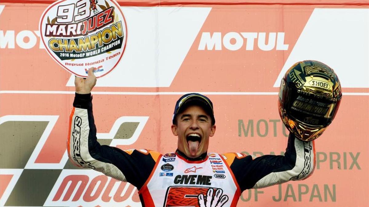 Marc Márquez celebró su quinto mundial hace un año en Motegi