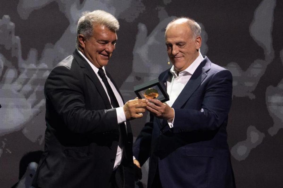 Joan Laporta y Javier Tebas durante un acto de LaLiga