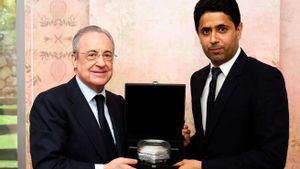 Florentino Pérez y Nasser Al-khelaïfi, durante una cena de directivas entre el Real Madrid y el PSG.