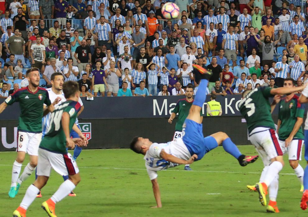 El Málaga no pudo pasar del empate frente al Osasuna en La Rosaleda en el arranque de campeonato.