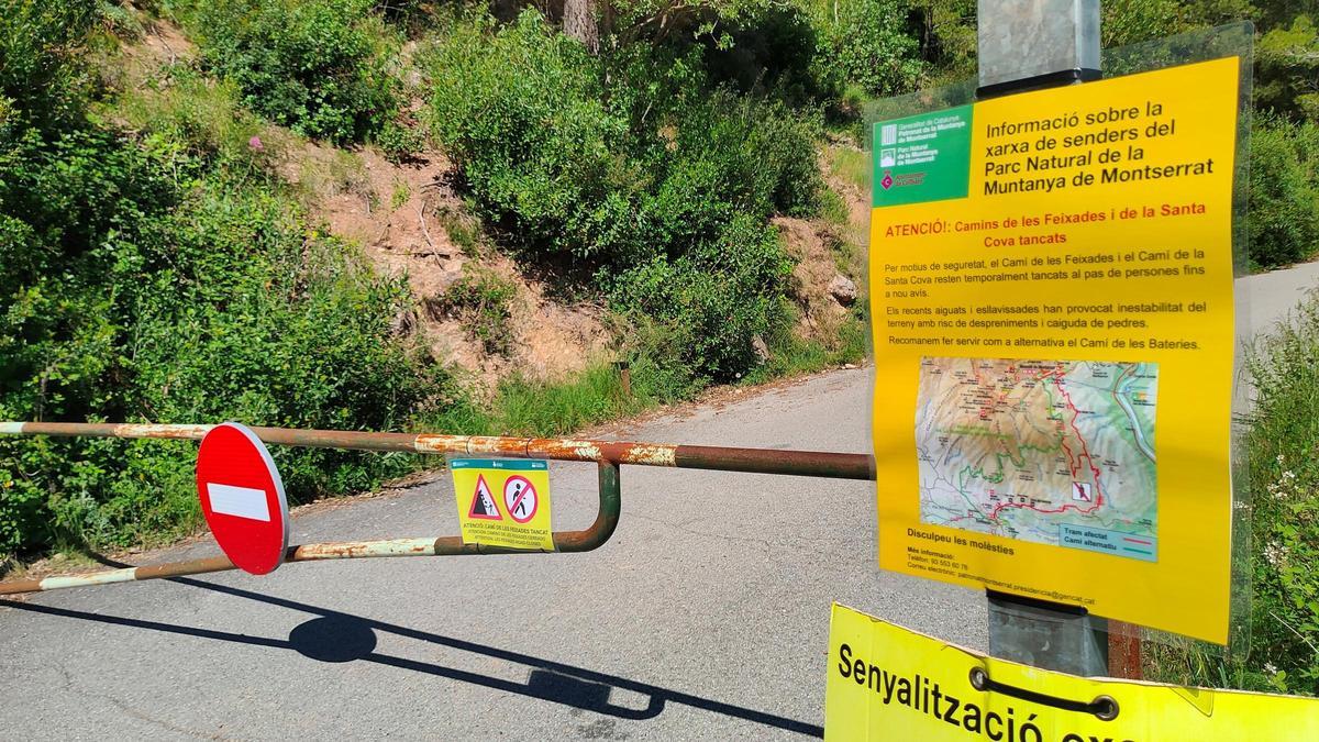 L'accés motoritzat i a peu a les coves del Salnitre està tancat per les esllavissades