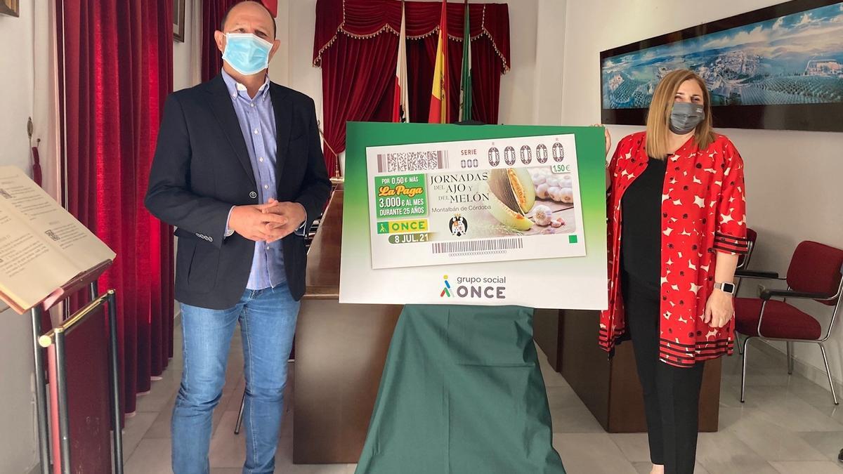 Presentación del cupón de la ONCE dedicado a las jornadas del  ajo y del melón de Montalbán de Córdoba.