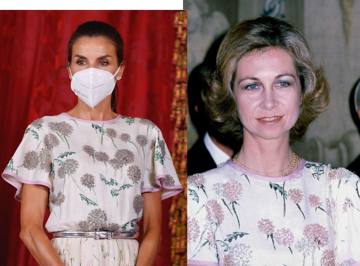 La reina Letizia reestrena un vestido 'vintage' de la reina Sofía