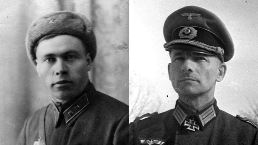 El teniente ruso Iván Afanásiev, el oficial que en realidad dirigió la defensa de la llamada &#039;Casa de Pávlov&#039; (izquierda), y el alemán Friedrich Roske, ascendido a general de división, cuyas memorias inéditas descubrió MacGregor.