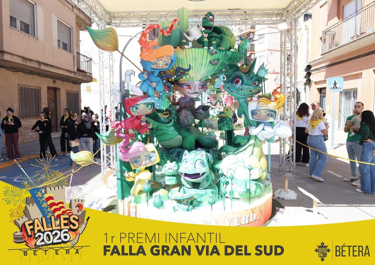 La falla Gran Via del Sud se alza con el primer premio de monumento infantil de Bétera.