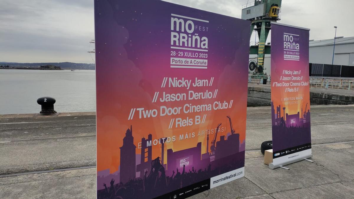 Carteles del Morriña Fest A Coruña 2023, hoy en el puerto coruñés.