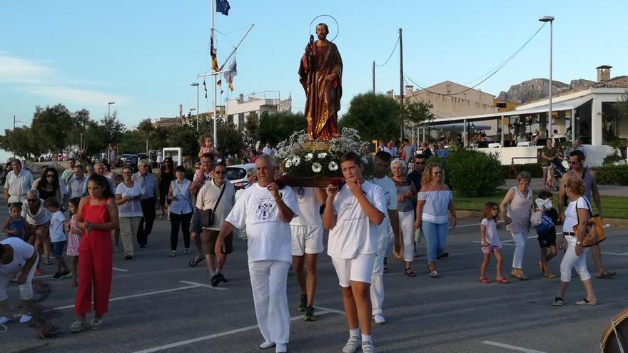 Procesión de la Colònia de Sant Pere, este jueves.